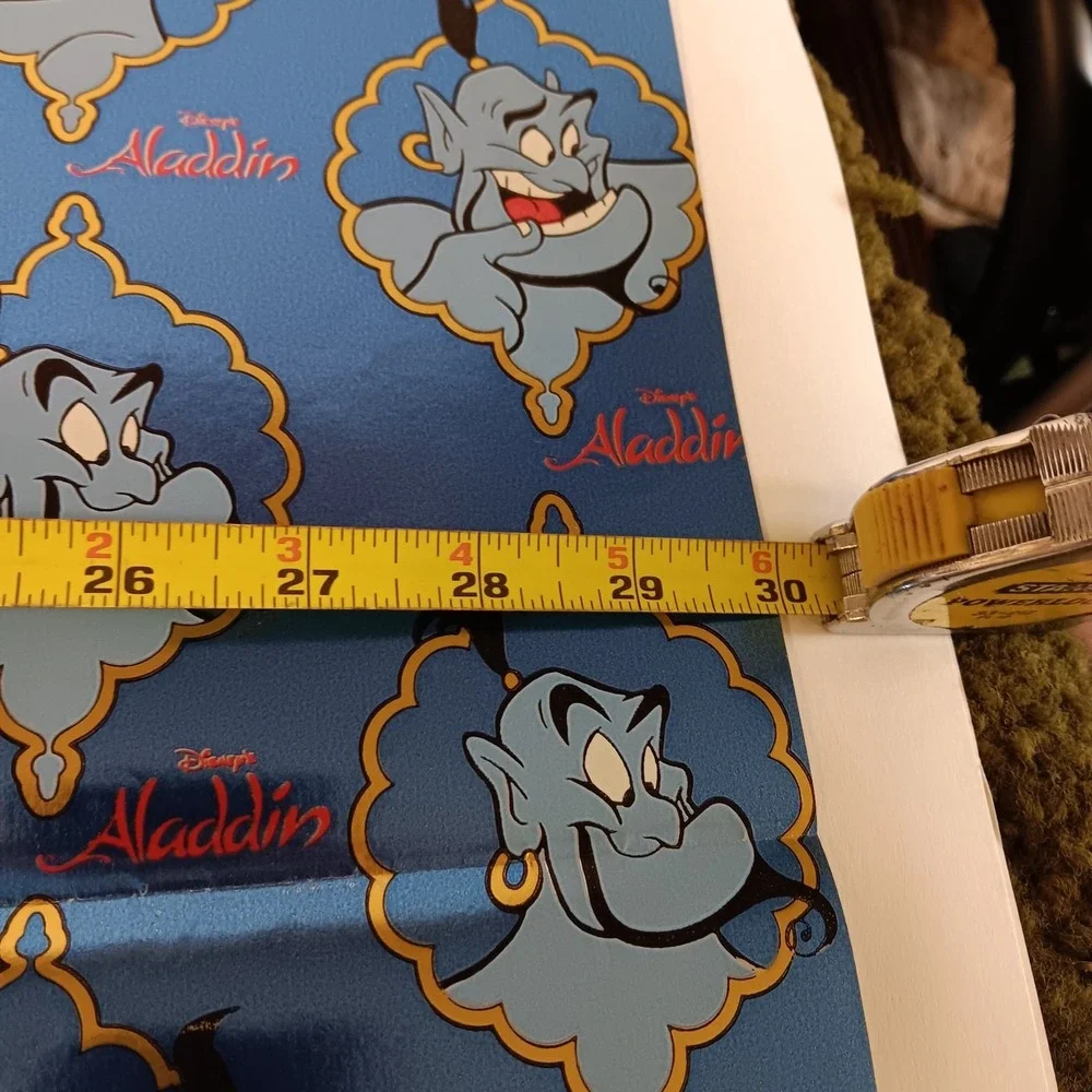 Contempo Disney Aladdin Genie Gift Wrap Paper 20x30 Blue Metallic Vintage 90s